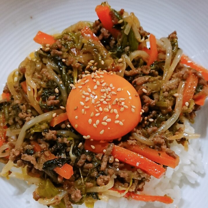 【フライパンだけで】簡単!ビビンバ丼♪